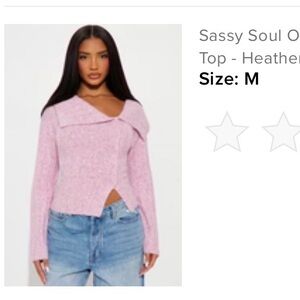 Fashion Nova Heather Pink Off-Shoulder Sweater